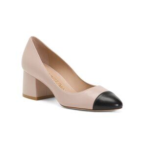 STUART WEITZMAN Beige/black Made In Spain Leather Flareblock 60 Pumps